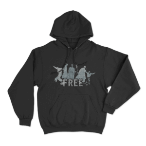 Free Distressed Print Unisex Hoodie Black