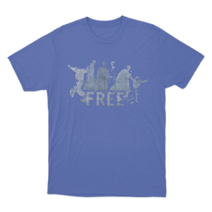 Free Distressed Print Unisex T Shirt Blue
